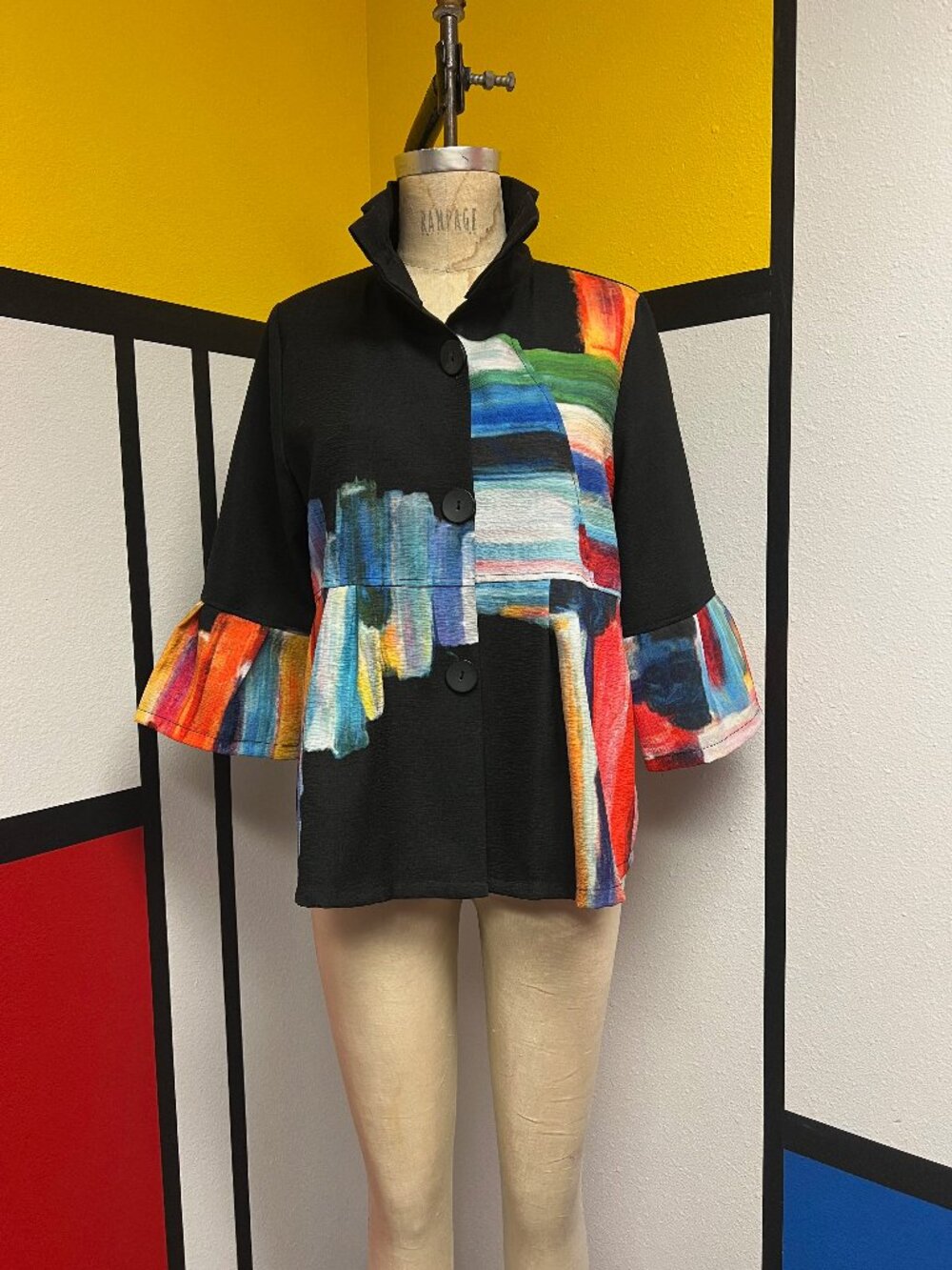 EUC Saint Gil Paris Stand Collar Bell Sleeve Lightweight Jacket Size Small
